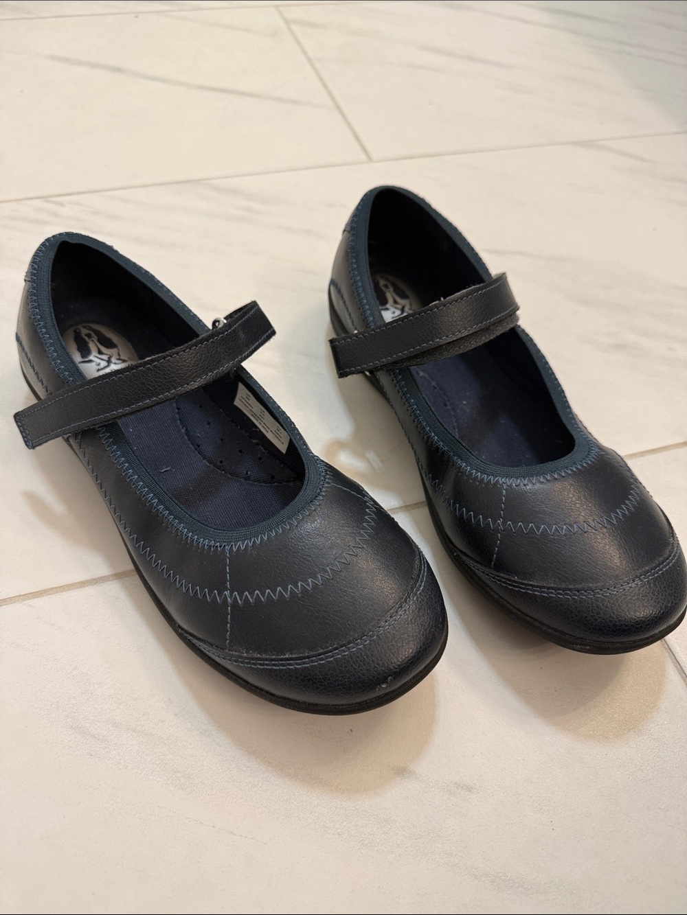 Hush Puppies Navy Mary Jane School Shoes